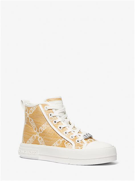 Michael Kors Evy Empire Logo Jacquard Straw High.